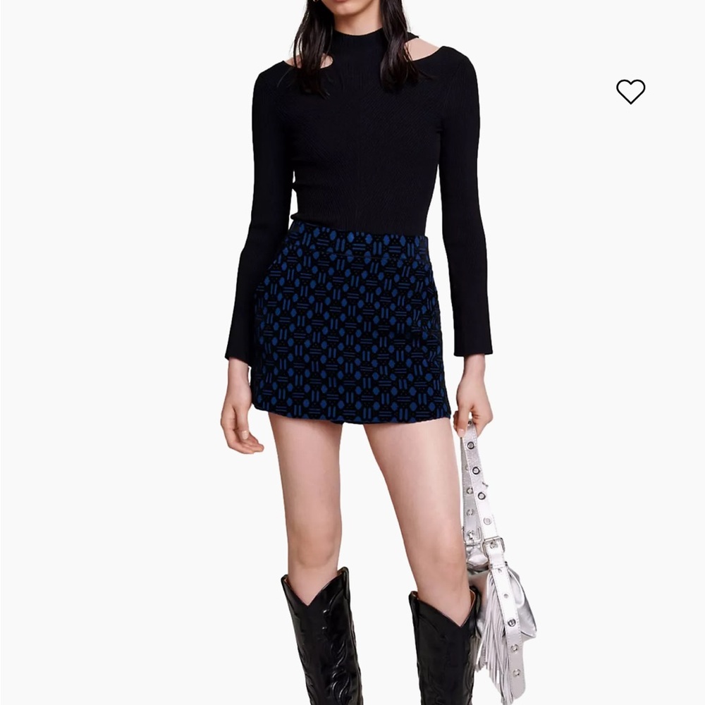 MAJE BLUE AND BLACK SKORT